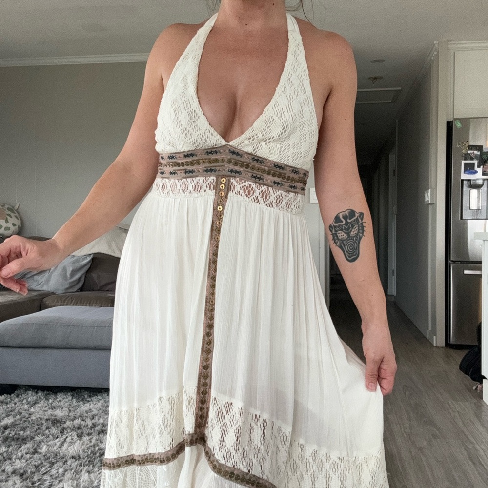Free People Lace Maxi Halter Dress